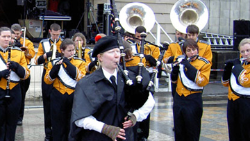 performing with USM's Pride of Mississippi Marching Band in Edinburgh